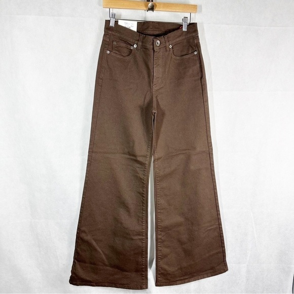 Eleventy High Rise Wide Leg Flare Pants Size US 2 Chocolate Brown - Picture 1 of 12